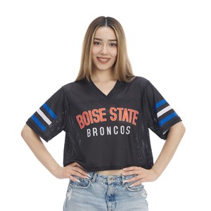 Boise State Women's Mesh Crop Jersey Top - Field Goal by ZooZatz - main view