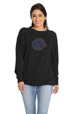 Boise State Women's Long Sleeve T-Shirt - Rhinestone Bronco Logo by Flying Colors - main view