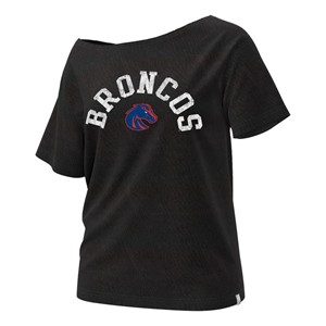 Boise State Women’s Off-Shoulder T-Shirt - Broncos Arch Logo by Champion - main view