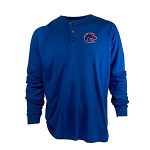 Image of BOISE STATE HENLEY LIGHT WEIGHT COTTON BLEND -  royal
