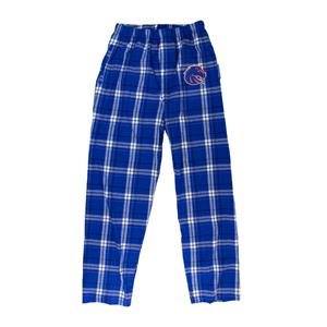 Boise State Flannel Lounge Pants - Athletic Logo Left Hip by Boxercraft (Royal Blue Plaid)
