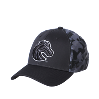 Boise State Hat Black Camo Bronco Logo Stretch Fit