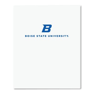 BOISE STATE LAMINATED FOLDER B LOGO WHITE w/ BLUE LETTERING - main view