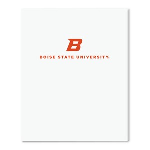 BOISE STATE LAMINATED FOLDER B LOGO WHITE w/ ORANGE LETTERING - main view