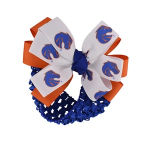 Boise State Hair Headband - Crochet Bow by Miss Ashley Originals - main view