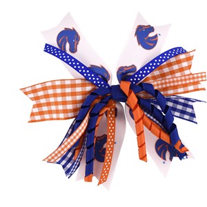 Boise State Hair Bow - Gingham Spiked Ponytail by Miss Ashley Originals - main view