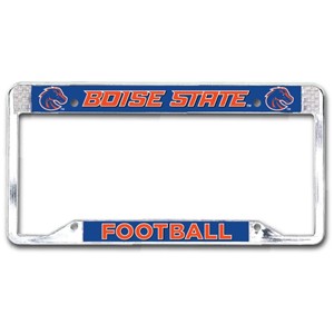 Boise State License Plate Frame Dome Color Strip Football - main view