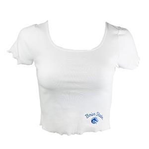 Image of BOISE STATE WOMEN BABY RIB TOP WAIST EMBD LOGO -  white
