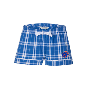 Image of Boise State Women’s Flannel Shorts, Embroidered Logo by Boxercraft -  royalsilver