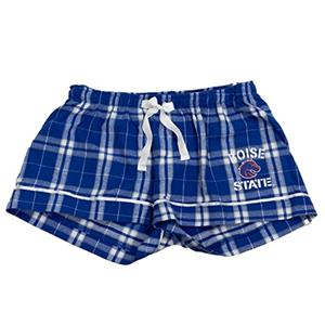 Image of BOISE STATE WOMEN FLANNEL SHORT WITH BOTTOM LEG LOGO -  royalwhite