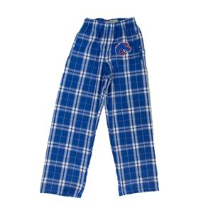 Image of Boise State Youth Flannel Lounge Pants - Athletic Logo Left Hip by Boxercraft (Royal Blue Plaid)