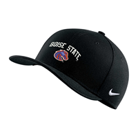 Image of BOISE STATE HAT WORDMARK OVER LOGO SWOOSH FLEX -  black
