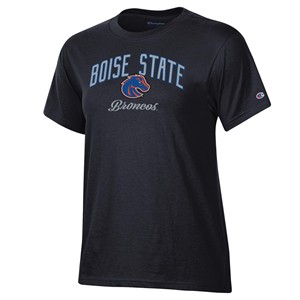 Boise State Women’s T-Shirt - Logo Between Glitter Wordmark by Champion - main view