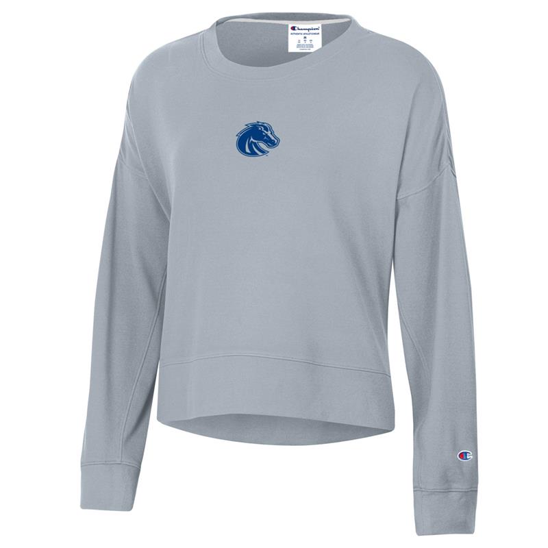 Boise State Spotlight Silver Women’s Crew - Center Chest Logo by Champion (SKU 13440688524) Boise State Spotlight Silver Women’s Crew - Center Chest Logo by Champion - main view