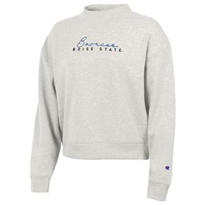Boise State Women’s Mock Neck Crew, Broncos Over Wordmark by Champion - pebblestone (SKU: 13440596524) Boise State Women’s Mock Neck Crew, Broncos Over Wordmark by Champion - pebblestone