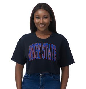 Image of BOISE STATE WOMEN CROP TEE STRETCHED BOISE STATE -  black