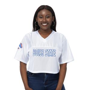 Image of BOISE STATE WOMEN JERSEY CROP LOGO ON SLEEVE -  white