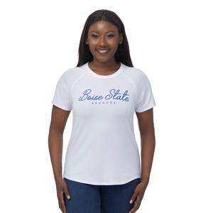 Image of BOISE STATE WOMEN TEE SCRIPT OVER BRONCOS -  white