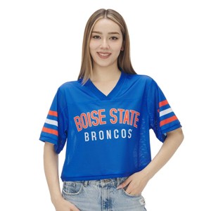 Boise State Women's Mesh Crop Jersey Top - Field Goal by ZooZatz - main view