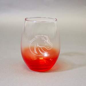 Image of BOISE STATE WINE GLASS STEMLESS COLORED BOTTOM -  orange