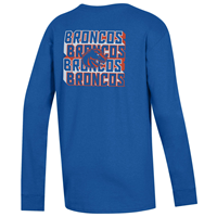 Image of BOISE STATE YOUTH LS TEE STACKED BRONCOS BACK WORDMARK FRONT -  1