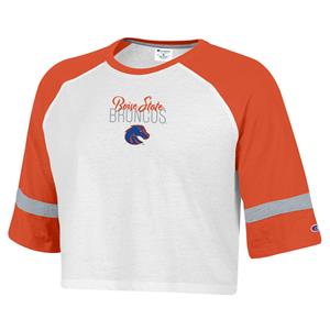 Image of BOISE STATE WOMEN CROP LONG SLEEVE RAH RAH -  whiteorange