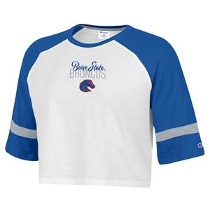 Image of BOISE STATE WOMEN CROP LONG SLEEVE RAH RAH -  whiteroyal