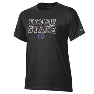 Image of BOISE STATE WOMEN TEE OVER APPLIQUE LOGO -  black