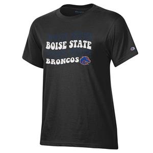 Image of BOISE STATE WOMEN TEE FLOCKED BRONCOS LOGO -  black