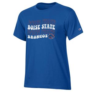 Image of BOISE STATE WOMEN TEE FLOCKED BRONCOS LOGO -  royal