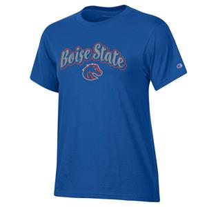 Image of BOISE STATE WOMEN TEE FOIL OVER LOGO -  royal