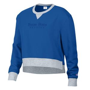 Image of BOISE STATE WOMEN CREW TONAL EMBROIDERY -  royalsteel