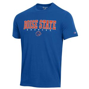 Image of BOISE STATE TEE OVER BRONCOS OVER LOGO APPLIQUE -  royal