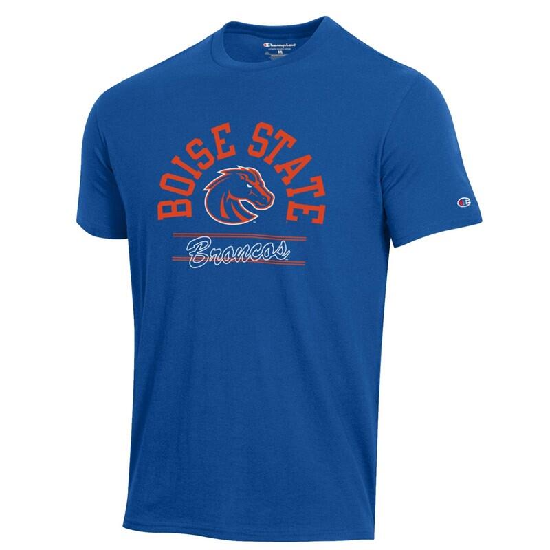Boise State T-Shirt - Arch Over Athletic Logo with Broncos Script Lines by Champion (SKU 13424435524) Boise State T-Shirt - Arch Over Athletic Logo with Broncos Script Lines by Champion - main view