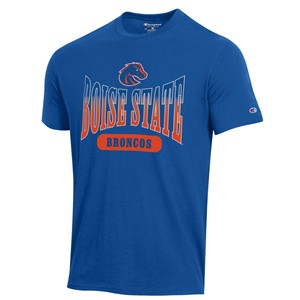 6- Boise State T-Shirt - Logo Over Broncos Pill by Champion -  royal