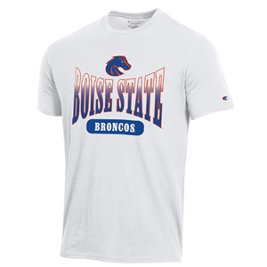 6- Boise State T-Shirt - Logo Over Broncos Pill by Champion -  white