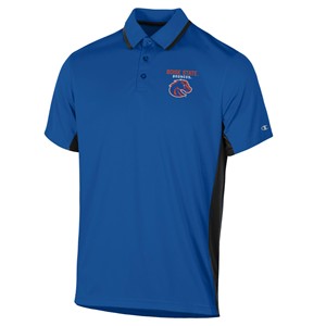 Boise State Men’s Polo - Tipped Collar Athletic Logo by Champion -  royalblack