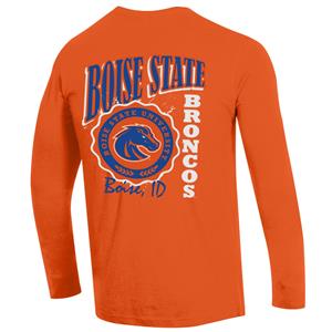 Image of BOISE STATE LS TEE BIG BACK DOWN SLEEVE LOGO FRONT -  orange