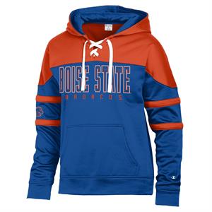 Image of BOISE STATE HOOD LACE UP LOGO ON SLEEVE -  royalorange