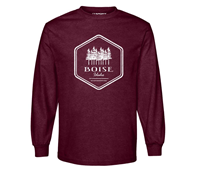 Image of IDAHO TEE LONG SLV BOX LETTER WINDSTAR -  burgundy