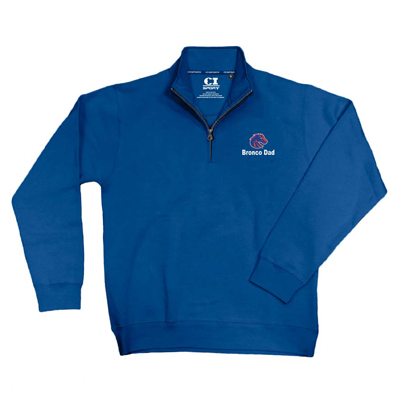 Boise State 1/4 Zip, Dad Logo over Bronco by CI Sport, Royal Blue (SKU 13442767525) Boise State 1/4 Zip, Dad Logo over Bronco by CI Sport, Royal Blue - main view