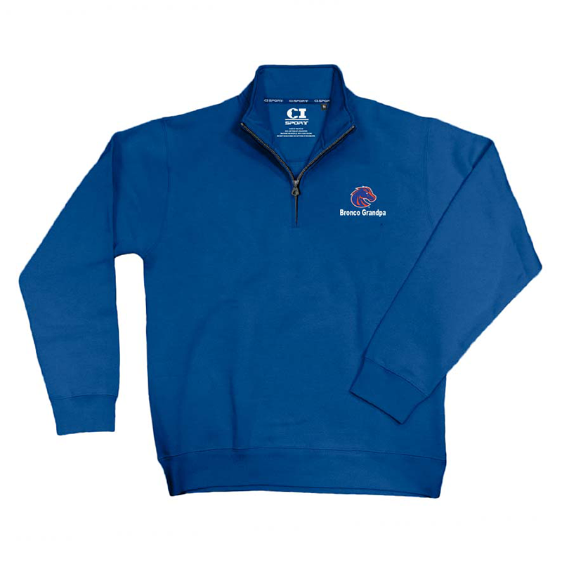 Boise State 1/4 Zip, Grandpa Logo over Broncos by CI Sport, Royal Blue (SKU 13443467525) Boise State 1/4 Zip, Grandpa Logo over Broncos by CI Sport, Royal Blue - main view