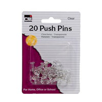 Cli Push Pins Clear 20Ct