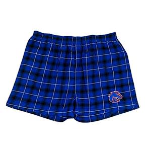 Image of BOISE STATE FLANNEL PLAID BOXER SHORT -  royalblack