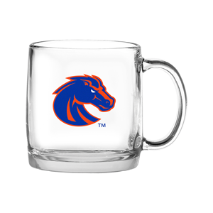 Image of Boise State Glass Cafe Mug With Bronco Head Logo