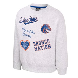 Boise State Girls’ Crewneck - Multiple Graphics Ash by Colosseum - main view