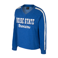 Image of Boise State Youth Girls Crew Vneck Stripe Sleeve