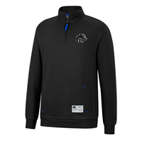 Image of BOISE STATE 1/4 ZIP FLEECE TWILL LEFT CHEST LOGO -  black