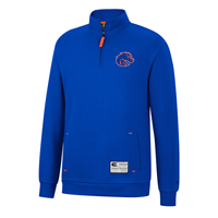 Image of BOISE STATE 1/4 ZIP FLEECE TWILL LEFT CHEST LOGO -  royal