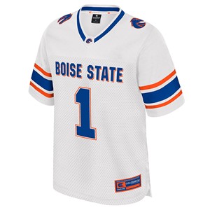 Boise State Football Jersey - Wordmark Over Number 1 by Colosseum - white (SKU: 13457853496) Boise State Football Jersey - Wordmark Over Number 1 by Colosseum - white